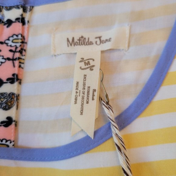Matilda Jane M Yellow Blue Stripe‎ Floral Top ON MY MIND Hi Low - Picture 6 of 6